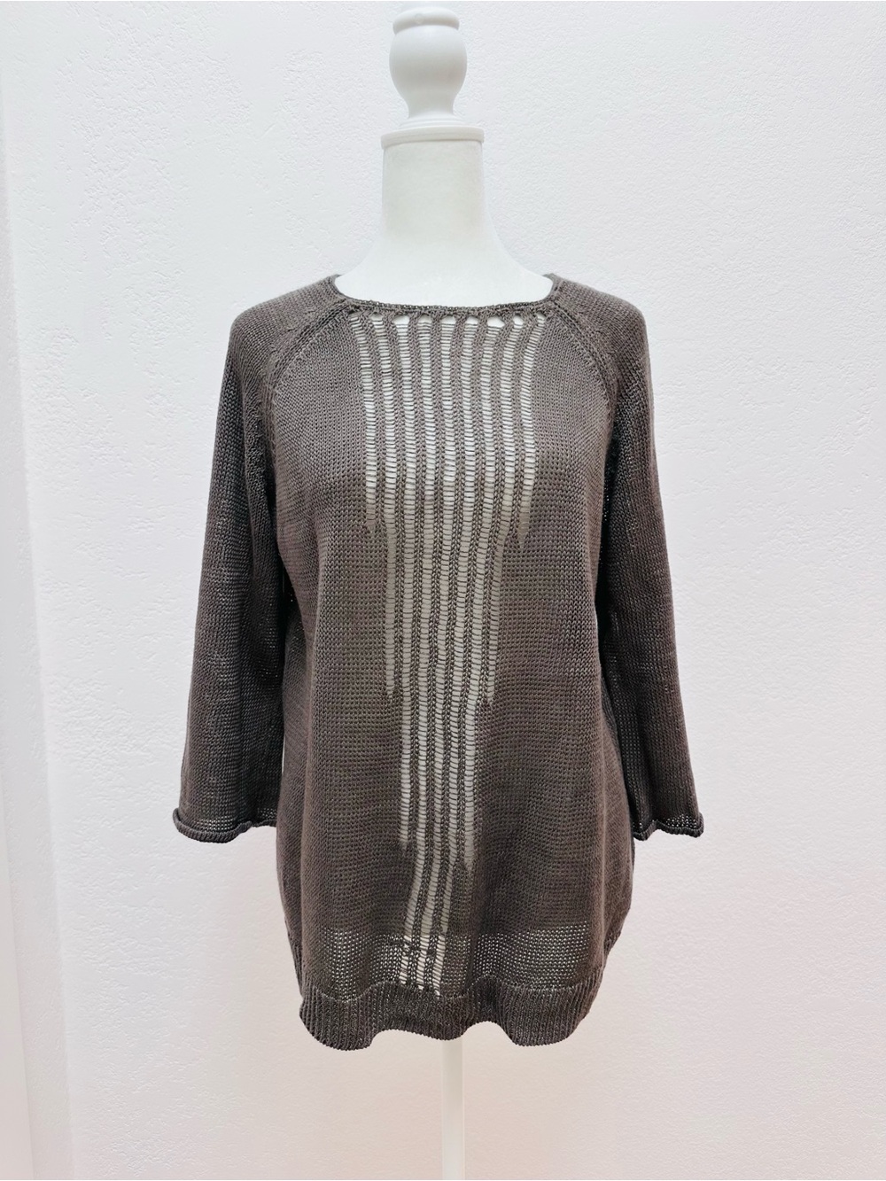 Nordstrom Collection Open Knit Scoop Neck Tunic - Gray